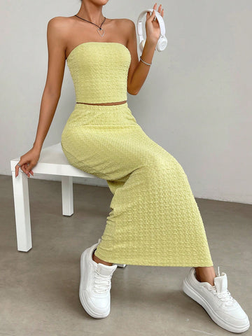 Solid Tube Top & Skirt