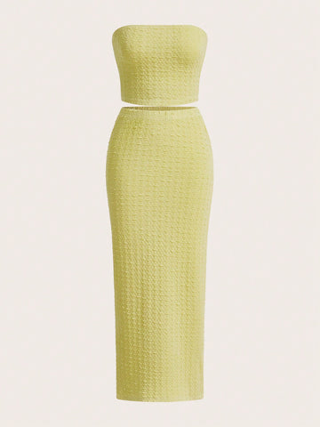 Solid Tube Top & Skirt
