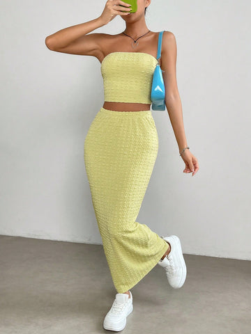 Solid Tube Top & Skirt