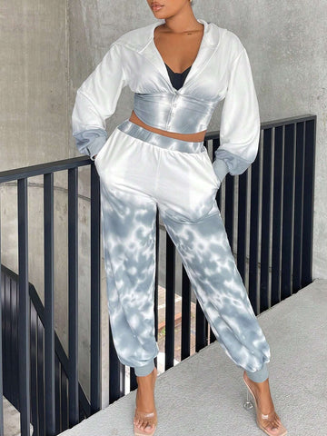 Tie Dye Zip Up Hooded Sweatpants