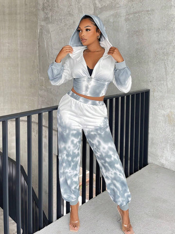 Tie Dye Zip Up Hooded Sweatpants