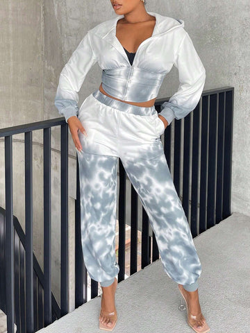 Tie Dye Zip Up Hooded Sweatpants