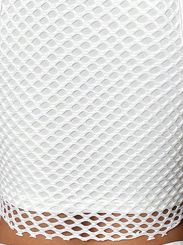 2pcs White Mesh Cutout Party Sexy Women's Set