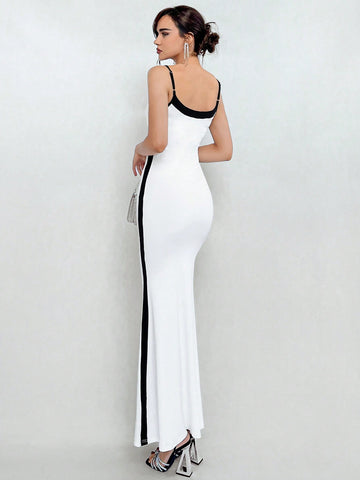 Color Block Mermaid Hem Cami Dress