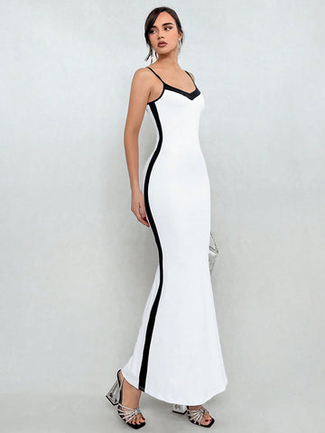 Color Block Mermaid Hem Cami Dress