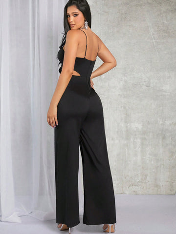 Fringe Trim Cut Out Cami Jumpsuit