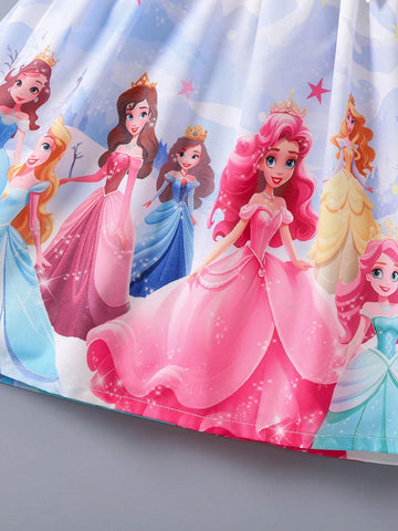 Young Girl'S Bubble Short Sleeve Belted Dress