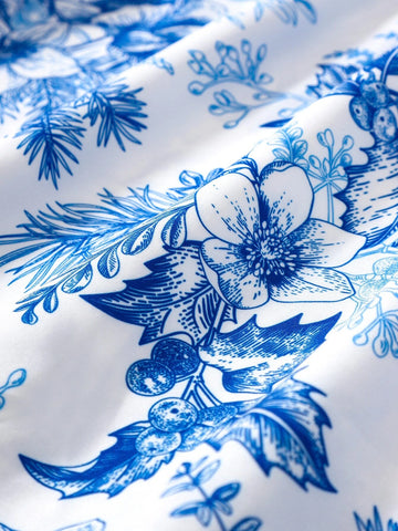 Young Girl Blue & White Floral Print Style Summer Holiday Maxi Dress With Square Neckline And Ruffled Sleeves