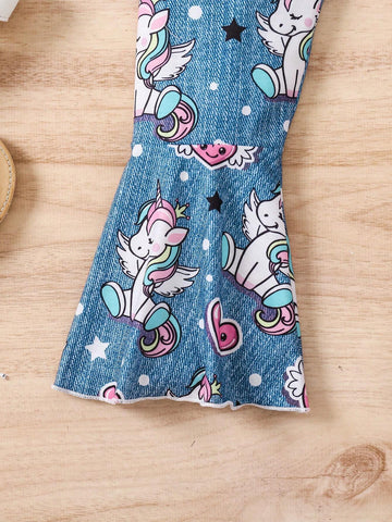 Young Girl Cartoon Print Sleeveless Jumpsuit