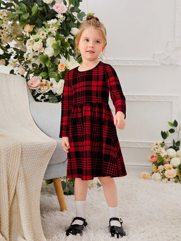 Young Girl Casual 1pc Cute Colorful Floral/Flower Pattern Knitted Dress, Autumn And Winter, Great For Casual & Daily Wear & School Daily