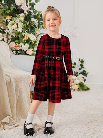 Young Girl Casual 1pc Cute Colorful Floral/Flower Pattern Knitted Dress, Autumn And Winter, Great For Casual & Daily Wear & School Daily