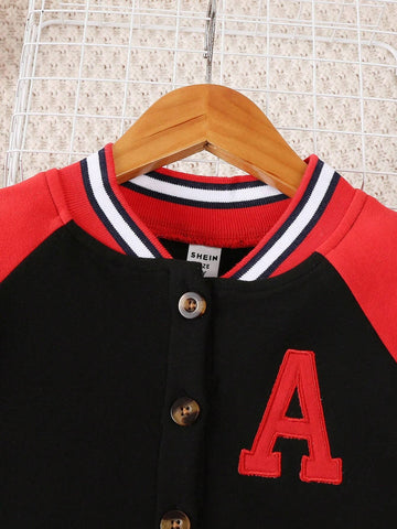 Young Girl Casual Color Block Letter Embroidery Long Dress For Autumn