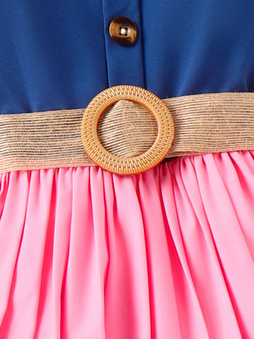 Young Girl Casual Elegant Ladylike Charming Fashionable Gradient Pleated Hem Sleeveless Dress For Spring And Autumn Vacation