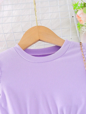 Young Girl Casual Elegant Round Neck Long Sleeve Cinched Waist A-Line Colorful Heart Net Overlay Party Dress, Spring/Autumn