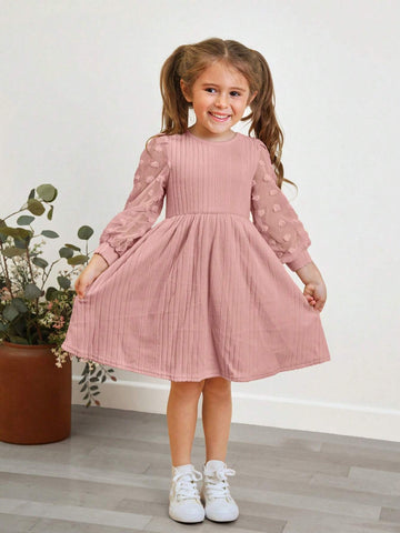 Young Girl Casual Fitted College Style Round Neck Patchwork T-Shirt Dress