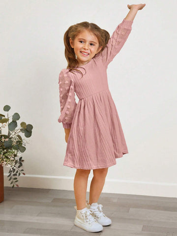 Young Girl Casual Fitted College Style Round Neck Patchwork T-Shirt Dress