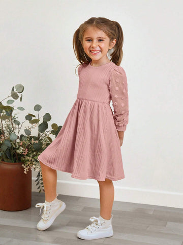 Young Girl Casual Fitted College Style Round Neck Patchwork T-Shirt Dress