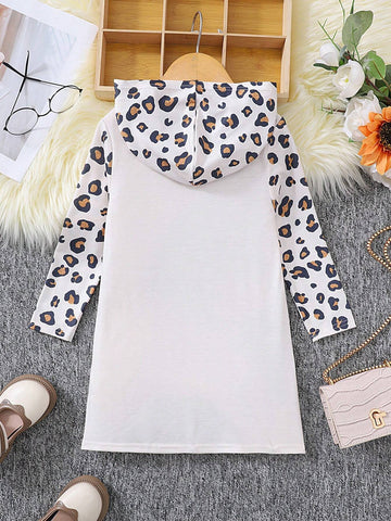 Young Girl Casual Knit Hooded Long Sleeve Dress