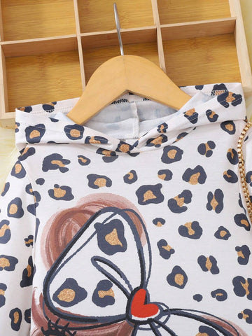 Young Girl Casual Knit Hooded Long Sleeve Dress