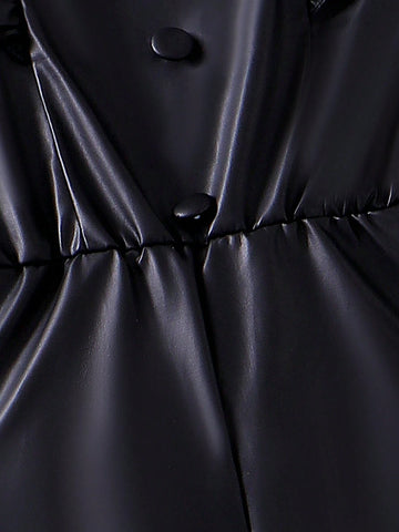 Young Girl' Casual Ruffled Sleeveless Bib Pants Jumpsuit