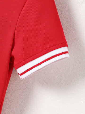 Young Girl Collar Heart Print Polo Dress