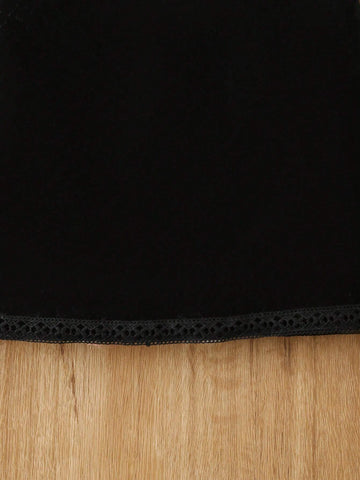 Young Girl Colorblock Bow Front Flounce Sleeve Dress