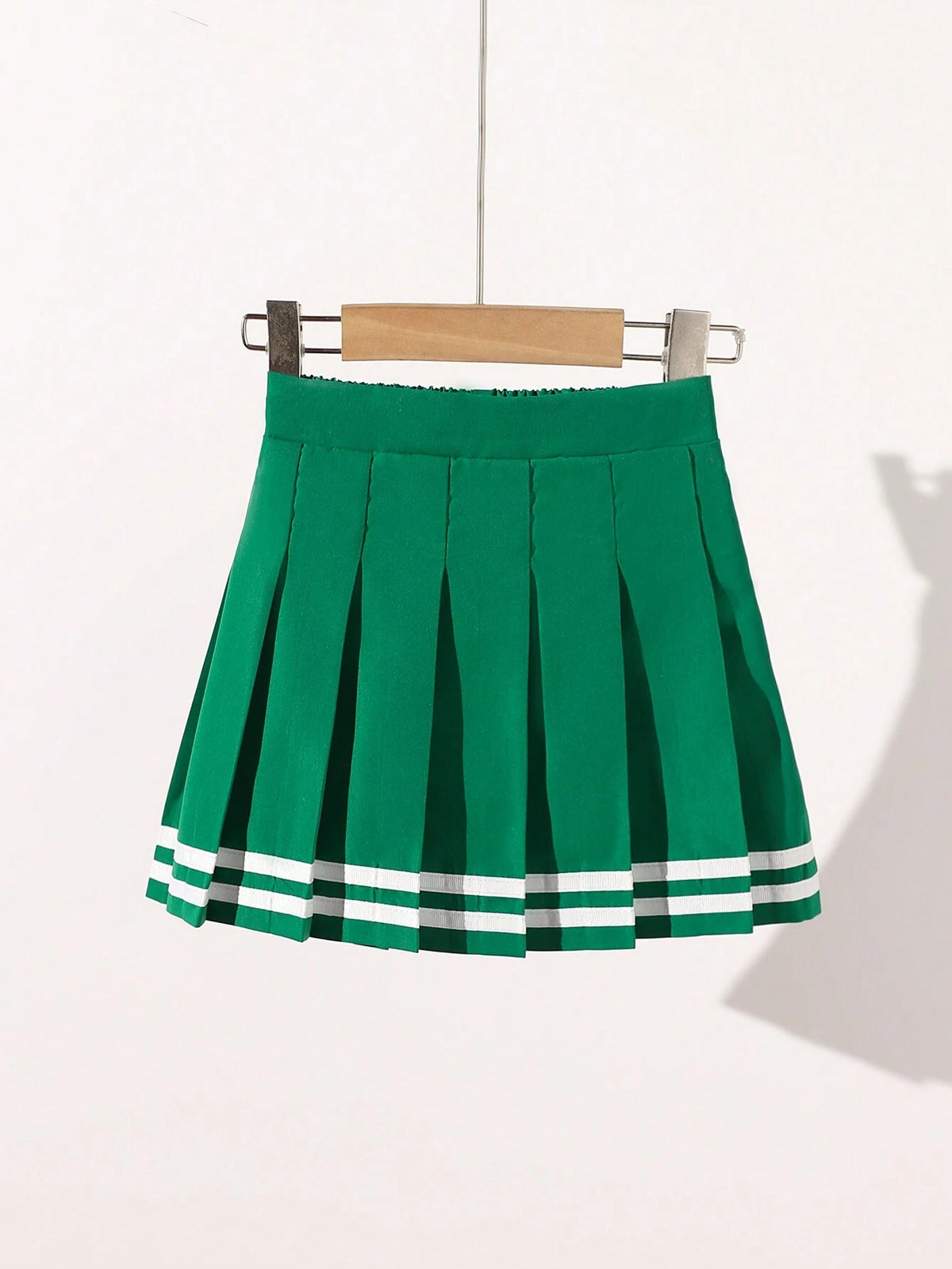 Young Girl Colorblock Ribbon Trim Pleated A-Line Mini Skirt
