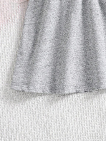 Young Girl Contrast Color Letter Patch Hooded Long Sleeve Princess Casual Sports Trendy Dress