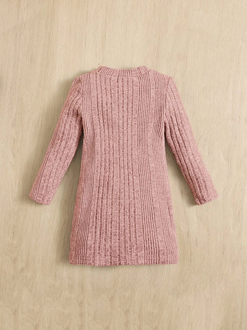 Young Girl Cute Striped Knitted T-Shirt Dress