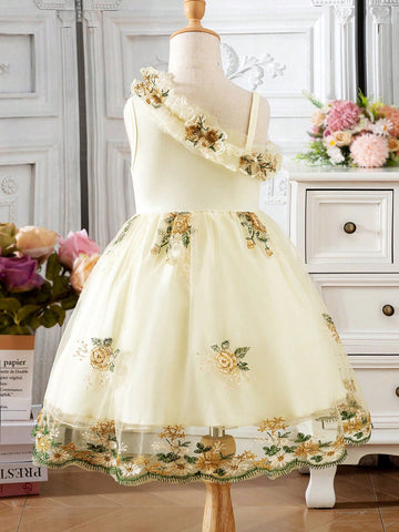 Young Girl' Cute Sweet Fashion Bow Tie Strap Sleeveless Dress
