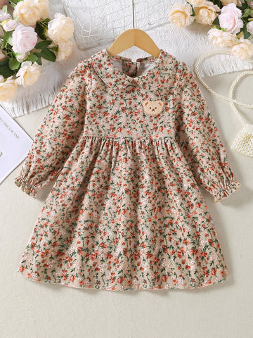 Young Girl Ditsy Floral Peter Pan Collar Smock Dress