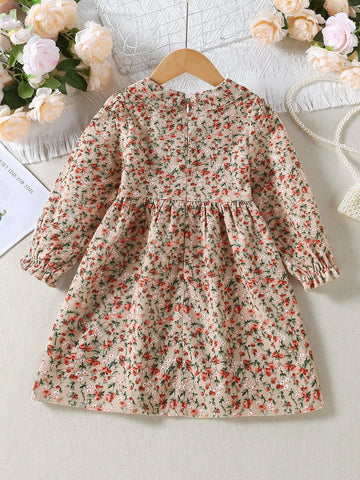 Young Girl Ditsy Floral Peter Pan Collar Smock Dress