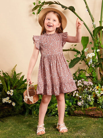 Young Girl Ditsy Floral Ruffle Hem Dress