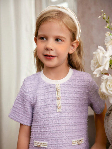 Young Girl Elegant Bowknot Long Sleeve Dress, Suitable For Summer Daily Wear, Celebrations And Parties