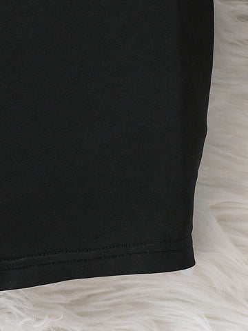 Young Girl Elegant Color-Blocking Bow Decor Ruffle Hem Sleeveless Dress