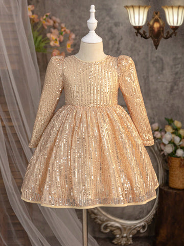 Young Girl Elegant Sequins 3D Bow Bodycon Dress
