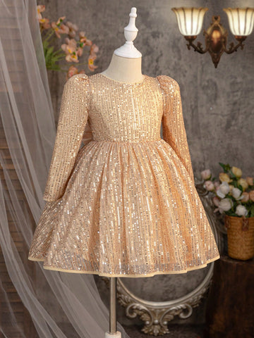 Young Girl Elegant Sequins 3D Bow Bodycon Dress