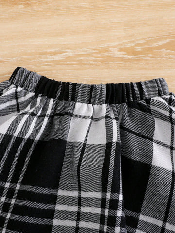 Young Girl Elegant Textured Plaid Sun-Pleated A-Line Skirt, Stylish College Style