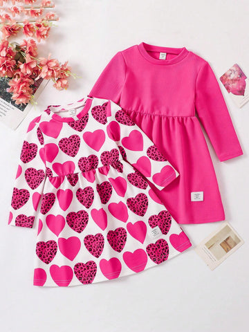 Young Girl Elegant Velvet Floral Print Long Sleeve Dress, Autumn/Winter