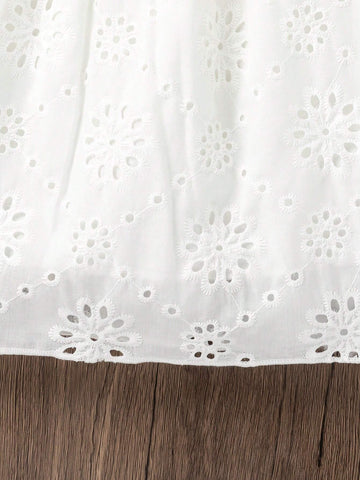 Young Girl Eyelet Embroidery Puff Sleeve Dress