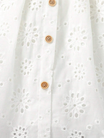 Young Girl Eyelet Embroidery Puff Sleeve Dress