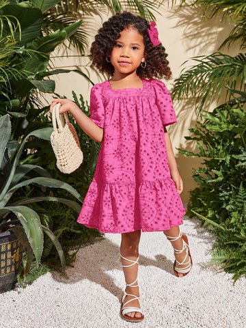 Young Girl Fashion Solid Color Square Collar Fitted Casual Dress