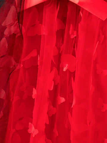 Young Girl Fashionable Casual Basic Sweet Elegant Velvet 3D Embroidery Bat Wings Cloak Design Fabric Dress