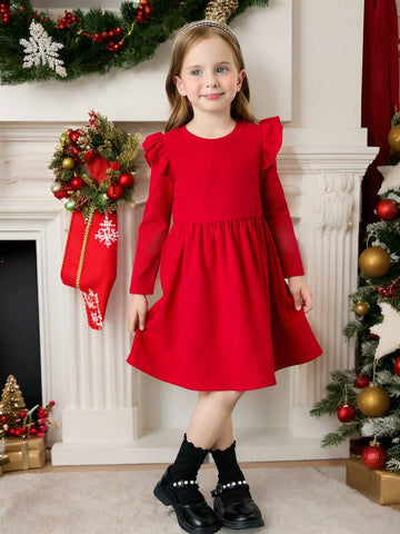 Young Girl Fitted Knit Casual Dress
