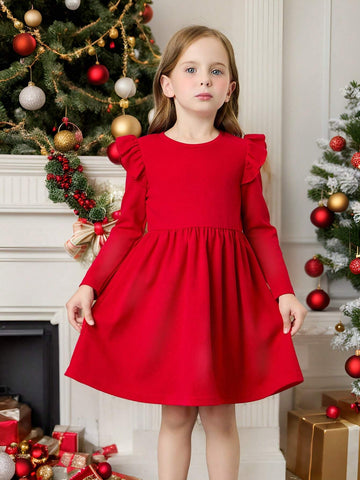 Young Girl Fitted Knit Casual Dress