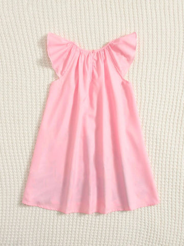 Young Girl Flamingo & Tropical Print Ruffle Sleeve Dress