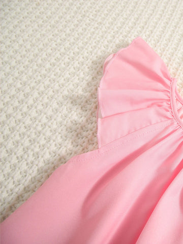 Young Girl Flamingo & Tropical Print Ruffle Sleeve Dress