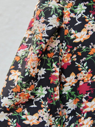 Young Girl Floral Print Flounce Sleeve Dress