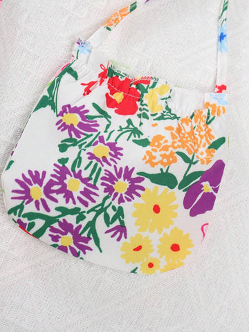 Young Girl Floral Print Ruffle Hem Cami Dress