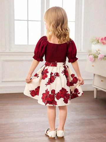 Young Girl Floral Print Sleeveless Dress, Adorable Vacation Style
